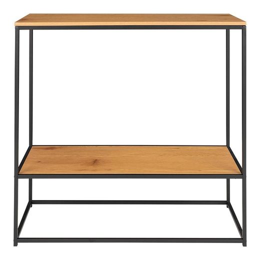 Wood and steel console table in oak and black, 80 x 36 x 80 cm | Vita