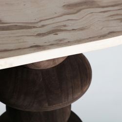 Consola de madera y mármol en marrón oscuro y beige veteado, 133 x 33 x 77 cm | Vrads