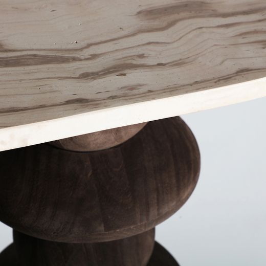 Consola de madera y mármol en marrón oscuro y beige veteado, 133 x 33 x 77 cm | Vrads