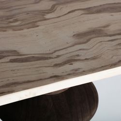 Consola de madera y mármol en marrón oscuro y beige veteado, 133 x 33 x 77 cm | Vrads