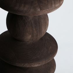 Consola de madera y mármol en marrón oscuro y beige veteado, 133 x 33 x 77 cm | Vrads