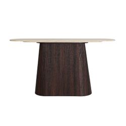 Consola de madera y mármol sintético en marrón oscuro y beige, 150 x 40 x 78 cm | Verona