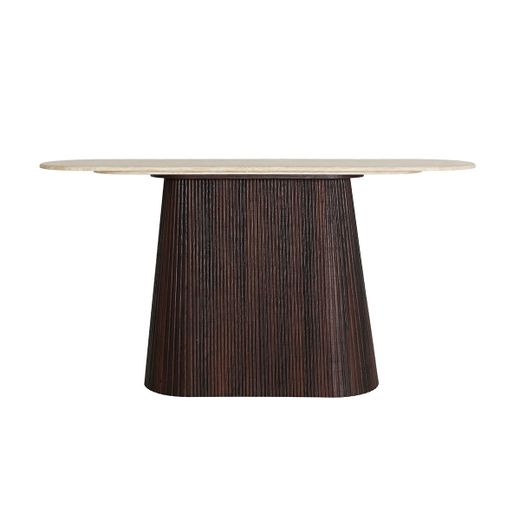 Consola de madera y mármol sintético en marrón oscuro y beige, 150 x 40 x 78 cm | Verona