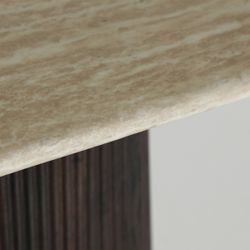Consola de madera y mármol sintético en marrón oscuro y beige, 150 x 40 x 78 cm | Verona