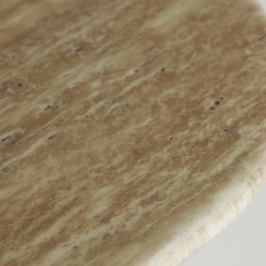 Consola de madera y mármol sintético en marrón oscuro y beige, 150 x 40 x 78 cm | Verona