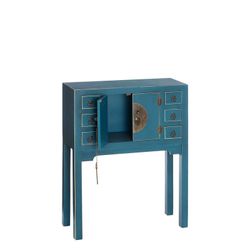 Table console en bois et métal bleu et or, 63 x 26 x 80 cm | Est