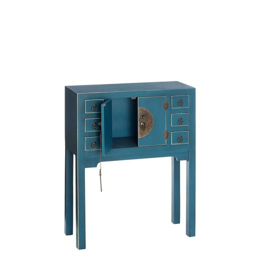 Table console en bois et métal bleu et or, 63 x 26 x 80 cm | Est