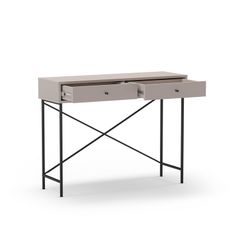 Træ- og metalkonsol i mokka og sort, 110 x 35 x 85 cm | Titan