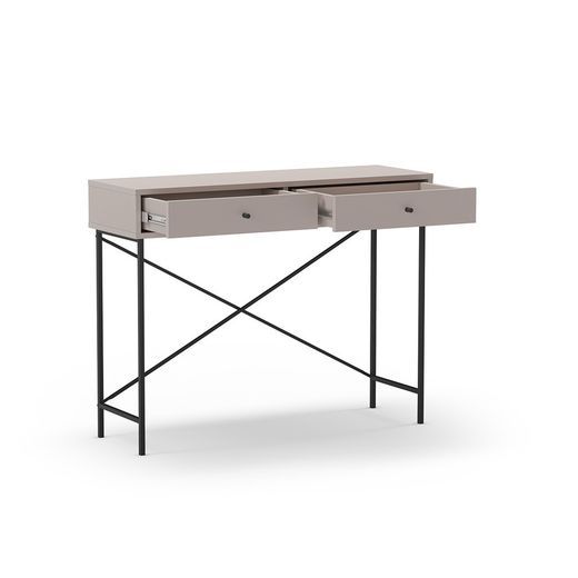 Træ- og metalkonsol i mokka og sort, 110 x 35 x 85 cm | Titan