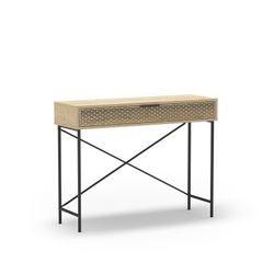 Træ- og metalkonsol i eg og sort, 110 x 35,5 x 85 cm | Ecrin