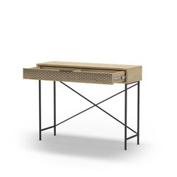 Træ- og metalkonsol i eg og sort, 110 x 35,5 x 85 cm | Ecrin