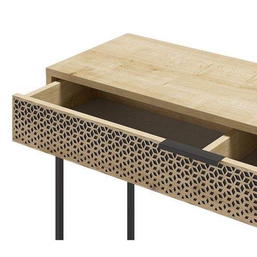 Træ- og metalkonsol i eg og sort, 110 x 35,5 x 85 cm | Ecrin