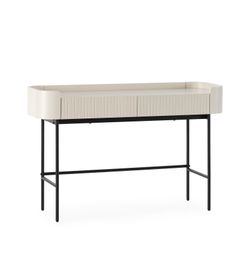 Console en bois et métal couleur crème, 120 x 40 x 79 cm | Willa