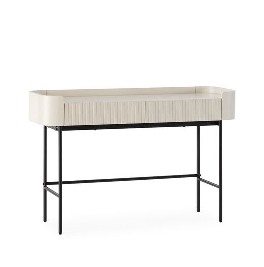 Consola de madera y metal en crema, 120 x 40 x 79 cm | Willa