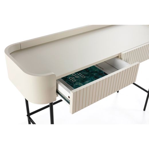 Console en bois et métal couleur crème, 120 x 40 x 79 cm | Willa