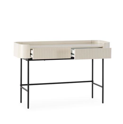 Console en bois et métal couleur crème, 120 x 40 x 79 cm | Willa