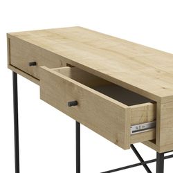 Træ- og metalkonsol i natur og sort, 110 x 35 x 85 cm | Titan