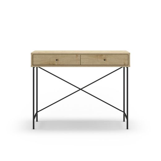 Træ- og metalkonsol i natur og sort, 110 x 35 x 85 cm | Titan