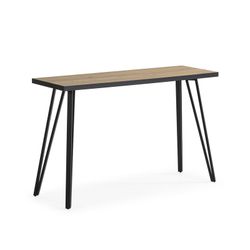 Wood and metal console in natural and black, 120 x 40 x 77 cm | Sindi