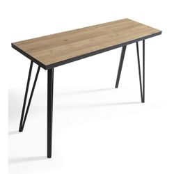 Wood and metal console in natural and black, 120 x 40 x 77 cm | Sindi