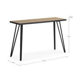Wood and metal console in natural and black, 120 x 40 x 77 cm | Sindi