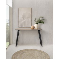 Wood and metal console in natural and black, 120 x 40 x 77 cm | Sindi