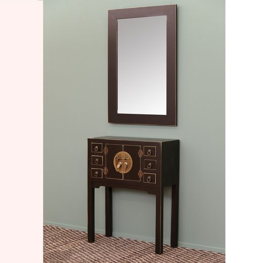 Console en métal noir et bois, 63 x 26 x 80 cm | Est