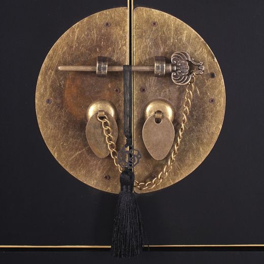 Console en métal noir et bois, 63 x 26 x 80 cm | Est