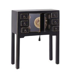 Console en métal noir et bois, 63 x 26 x 80 cm | Est