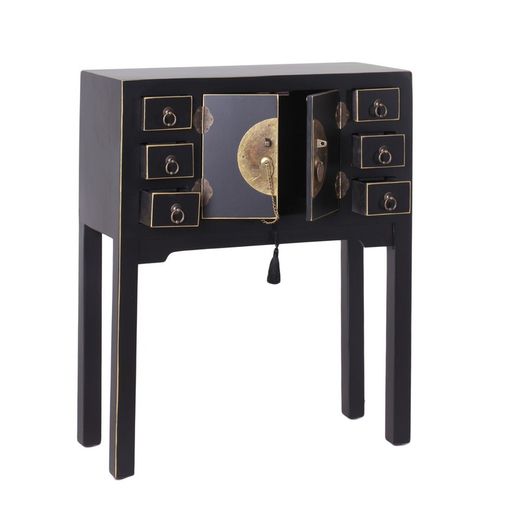 Console en métal noir et bois, 63 x 26 x 80 cm | Est