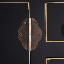 Console en métal noir et bois, 95 x 26 x 90 cm | Est