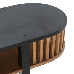 Consolle nera/legno naturale e metallo, 150 x 33 x 80 cm
