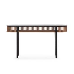 Consolle nera/legno naturale e metallo, 150 x 33 x 80 cm