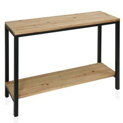 Trä och svart metallkonsol, 101x33x82cm