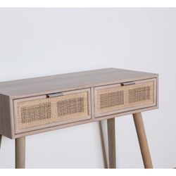 Consola de madera y rejilla 80 x 35 x 79 cm