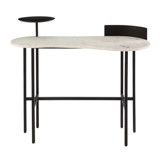 Konsole aus weißem/schwarzem Marmor und Eisen, 110 x 60 x 90 cm