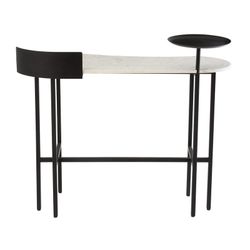 Konsole aus weißem/schwarzem Marmor und Eisen, 110 x 60 x 90 cm