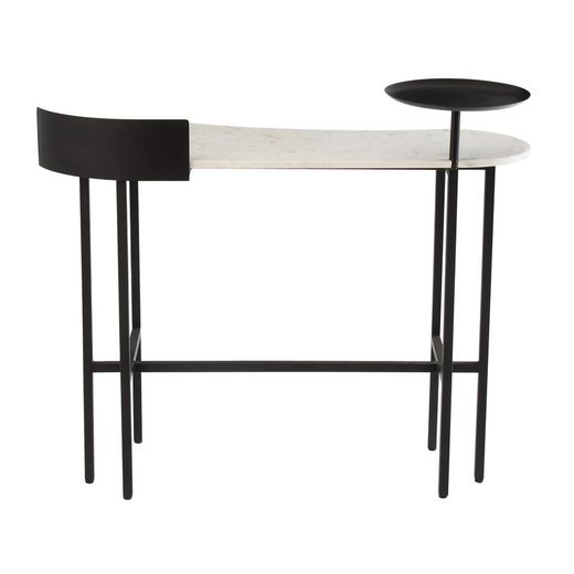 Konsole aus weißem/schwarzem Marmor und Eisen, 110 x 60 x 90 cm