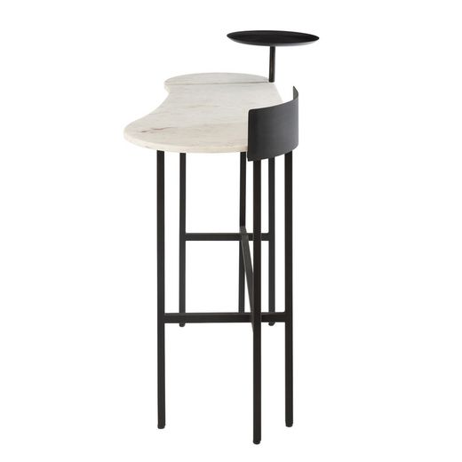 Konsole aus weißem/schwarzem Marmor und Eisen, 110 x 60 x 90 cm