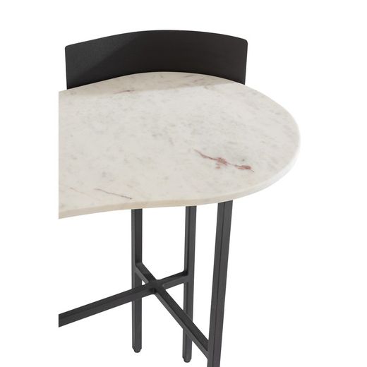 Konsole aus weißem/schwarzem Marmor und Eisen, 110 x 60 x 90 cm