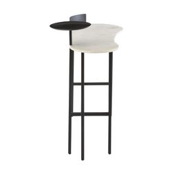 Konsole aus weißem/schwarzem Marmor und Eisen, 110 x 60 x 90 cm