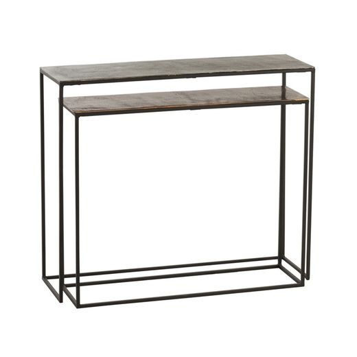 Silver metal console, 99x29x83 cm