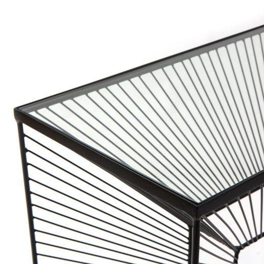 Console en métal noir, 100x33x90 cm