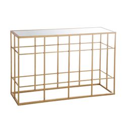 Gold/Mirrored Glass and Metal Console, 120x40x78 cm