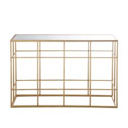 Gold/Mirrored Glass and Metal Console, 120x40x78 cm