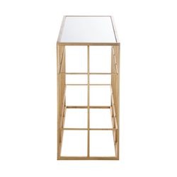 Gold/Mirrored Glass and Metal Console, 120x40x78 cm