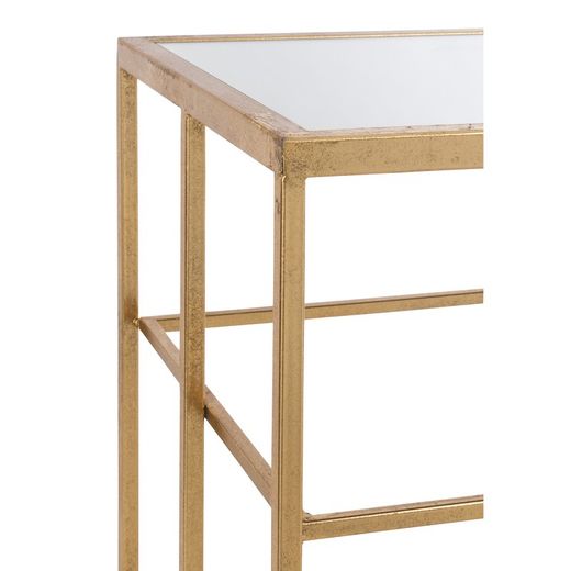 Console en verre doré/miroir et métal, 120x40x78 cm