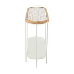 Metal and wood console table in white and natural, 120 x 40 x 80 cm | Nature