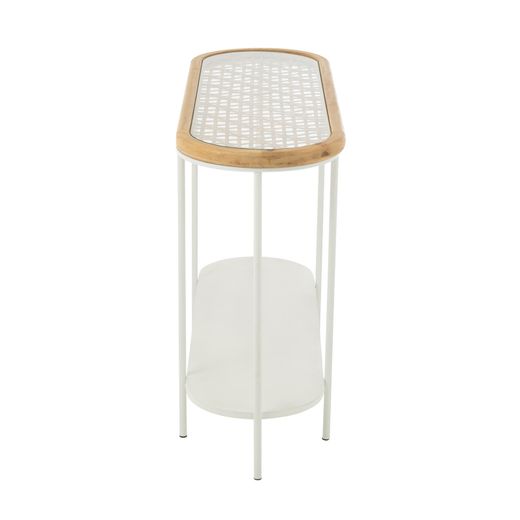 Metal and wood console table in white and natural, 120 x 40 x 80 cm | Nature