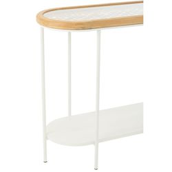 Metal and wood console table in white and natural, 120 x 40 x 80 cm | Nature